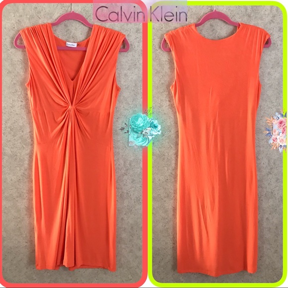 Calvin Klein Dresses & Skirts - Calvin Klein Dress Stretchable Orange Sz 6